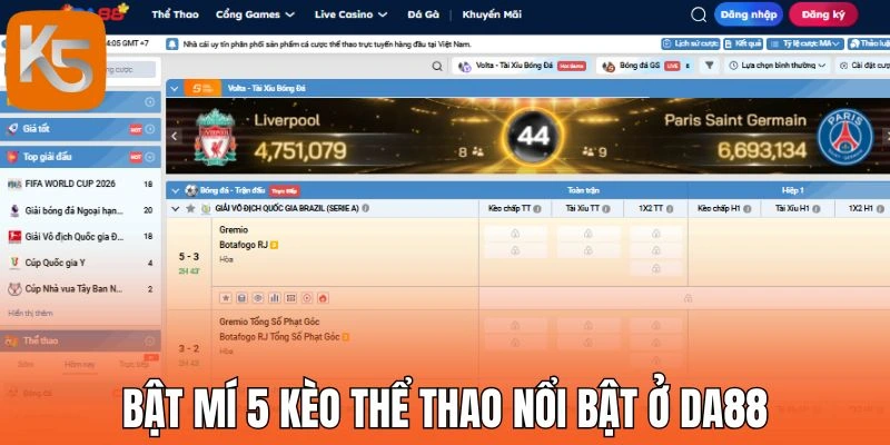 Bật mí 5 kèo thể thao nổi bật ở Da88