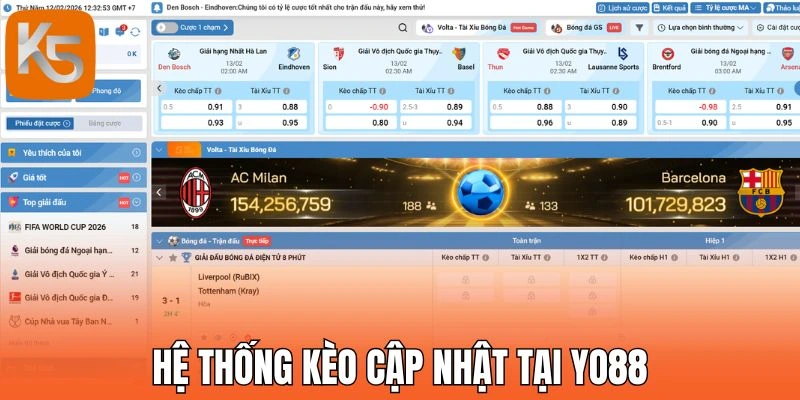 Hệ thống kèo cập nhật tại Yo88
