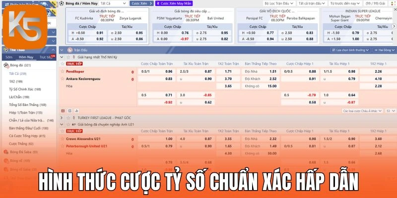 Hình thức cược tỷ số chuẩn xác hấp dẫn