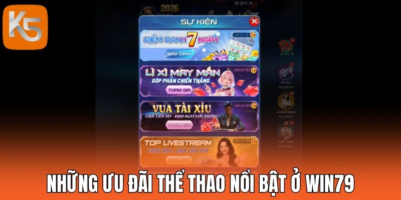 Những ưu đãi thể thao nổi bật ở Win79
