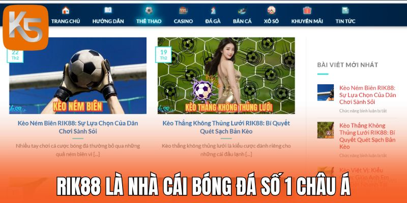 Rik88 là nhà cái bóng đá số 1 châu Á