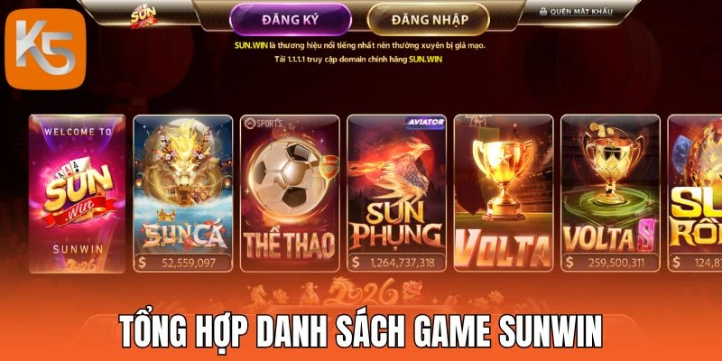 Tổng hợp danh sách game Sunwin