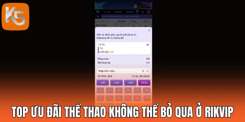 Top ưu đãi thể thao không thể bỏ qua ở Rikvip