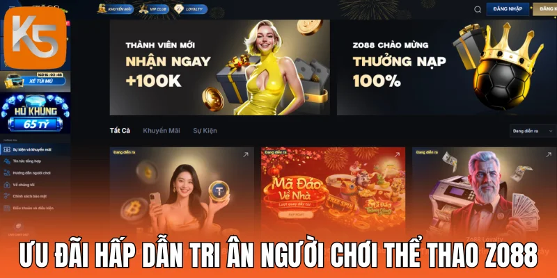 Ưu đãi hấp dẫn tri ân người chơi thể thao Zo88