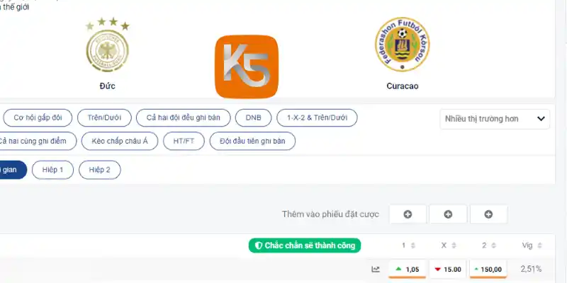 Kết quả soi kèo Châu Âu trận Đức vs Curacao 15/06/2026